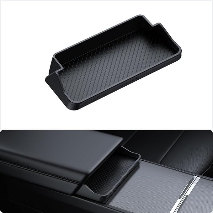 BASENOR 2026 Tesla Model Y Model 3 Center Console Sunglasses Holder, Armrest Key Holder Storage Box for 2025 2026 Model Y Juniper 2024 2025 2026 Tesla 3 Highland