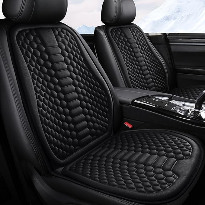 Car Seat Cushion Front Seat, Breathable Lumbar Support Car Seat Cushion for Long Sitting, Non-Slip Car Seat Pad (Black)