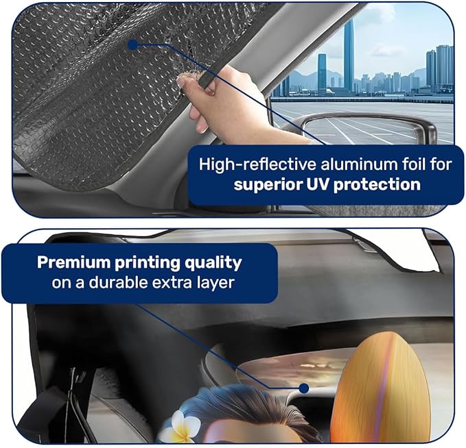 GENANY Polynesian Princess Windshield Sun Shade for Car SUV Truck (55x30 Inches), Sun Shade Windshield, Shades for Windows, Protector Blocks UV, Christmas Car Decor