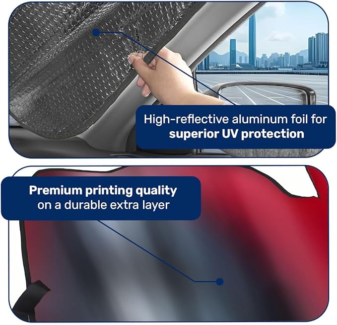 GENANY Funny Red Eyes Windshield Sun Shade for Car SUV Truck (55x30 Inches), Sun Shade Windshield, Shades for Front Windows, Protector Blocks UV, Car Decor