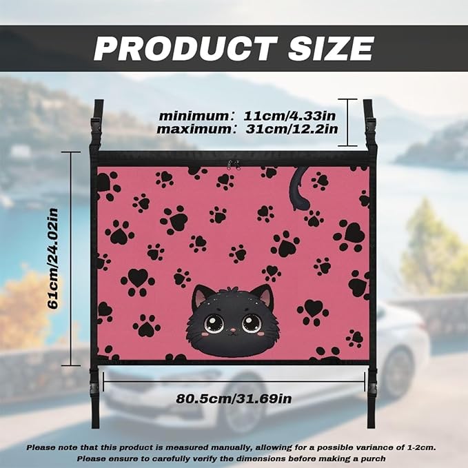 Generic Cat Paw Car Ceiling Cargo Net 31.69"x24.02" Car Roof Storage Organizer,Adjustable Strengthen Load-Bearing Straps,Road Trip Accessories for Car,SUV,MPV Camping Essentials