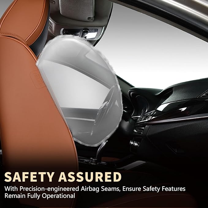 FLORICH Car Seat Covers Front Seats, Luxury Waterproof Faux Leather Seat Covers Cushion, Car Seat Protectors Universal Fit for Most 5 Seats Vehicles - Brown