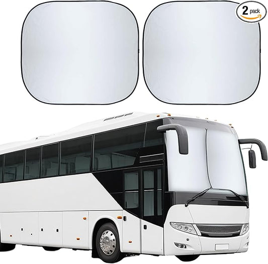 EcoNour 2-Piece Foldable Spring RV Windshield Sunshade, Reflective 240T Polyester for RVs, Trucks, Motorhomes, Bus Side Window, XX-Large (41.5 in x 50 in)