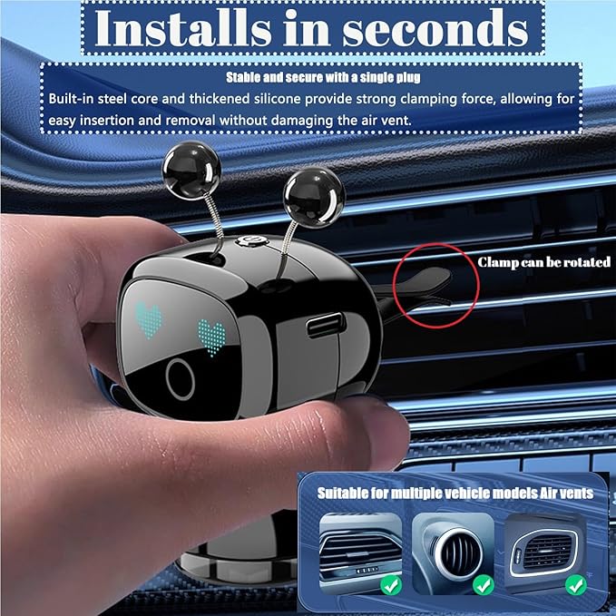 Robot Intelligent Aromatherapy Machine, Smart Cute Robot Car Air Freshener - Fine Spray/Fillable/Four-Gear Adjustment/Vibration Sensing/On-Off/Large Capacity Long-Lasting Fragrance/V3 (Blue, Ocean)