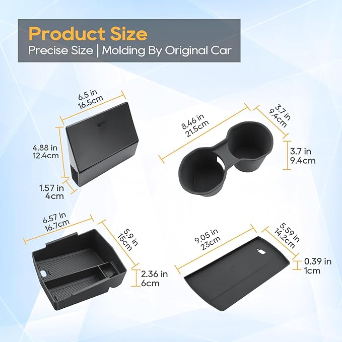 LFOTPP Forester Center Console Organizer for 2025 Forester Accessories, Armrest Storage Box+Silicone Cup Holder+Hidden Box+Wireless Charging Protective Pad Non-Slip Mat 4Pcs,NOT for 2025 Wilderness