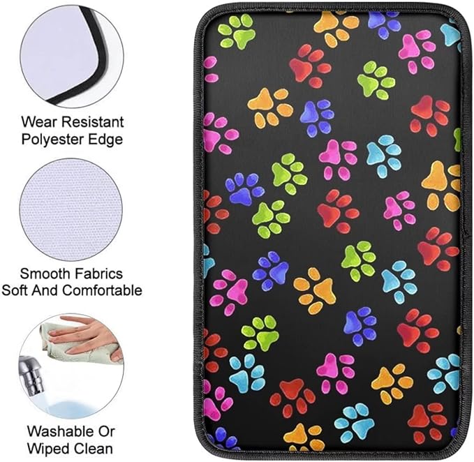 JoyLamoria Cute Footprint Car Armrest Cover Automotive Armrest Pad Cute Car Interior Decor