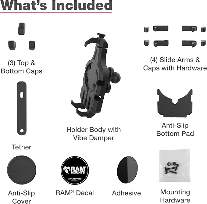 RAM MOUNTS Quick-Grip Pro Phone Holder with B-Size (1") Ball & Vibration Damper RAM-HOL-PD5BVU