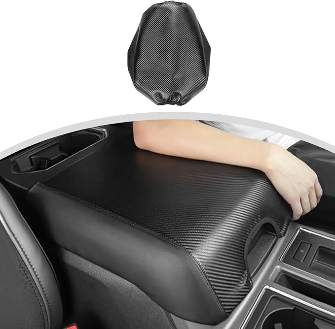 CheroCar Center Console Armrest Cover Compatible with Ford F150 2015-2020, for Ford F150 Accessories Center Console Armrest Box Cushion Soft Arm Rest Pad, Scratch Resistance Armrest Covers, Black