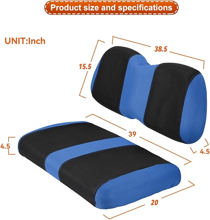 Golf Cart Seat Cover Sets Front Golf Cart Seat Covers Fit for Club Car Precedent OEM Ordinary Seat Cushion, Washable Seat Cover