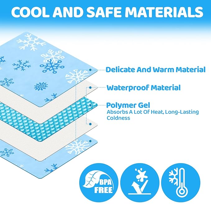 Orzbow Car Seat Cooling Pad with Insulated Bag, Gel Car Seat Cooler Pad for Babies, Toddler, Infant, Portable Cooling Mat for Strollers and Carseats, Keep Baby Cool in Summer, Blue