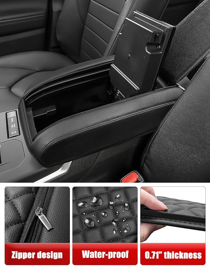 KBH Center Console Armrest Cover for Toyota Highlander 2020 2021 2022 2023 2024 2025, Arm Rest Lid Accessories Cushion Pad, Anti-Scratch, Black