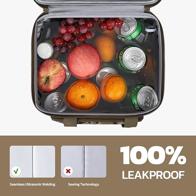 Maelstrom Lunch Box, 23L Insulated Lunch Bag, Expandable Double Deck Cooler Bag, Lightweight Leakproof Tote Bag With Side Tissue Pocket, Suit For Men and Women (I Camouflage with DIY Hook-and-Loop)
