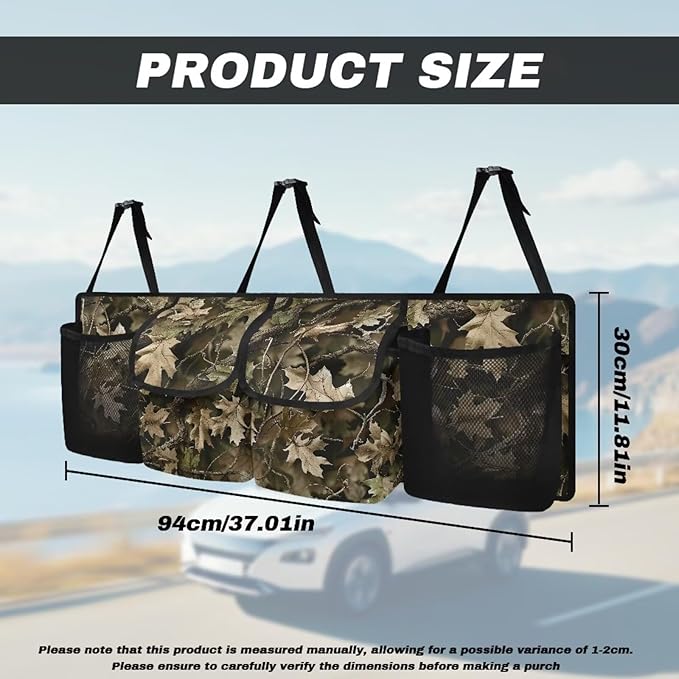 Camo Trunk Organizer for Car Storage Organizer with 4 Pockets, Space-Saving Trunk Storage Organizer with 2 Pockets & 2 Mesh Pouches for Groceries, Car Travel Accessories for Women and Men