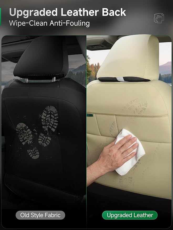 GIANT PANDA 2PCS Front Car Seat Cover for Subaru Outback Forester Crosstrek Legacy Impreza, Faux Leather Bucket Seat Covers (Beige)