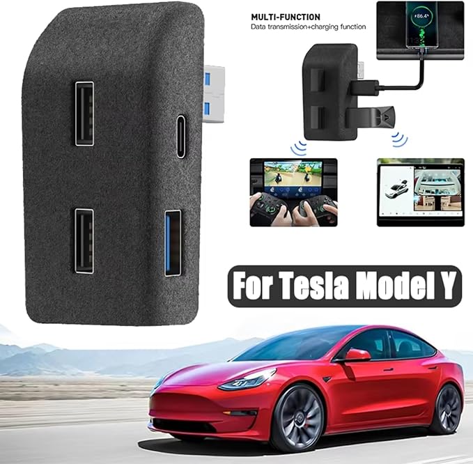 Glove Box Docking Station for Tesla Model Y USB Shunt Hub Docking Station Central Control Expander Glove Box Docking Docking for Tesla Model 3/Y Highland (My 2021-2024)