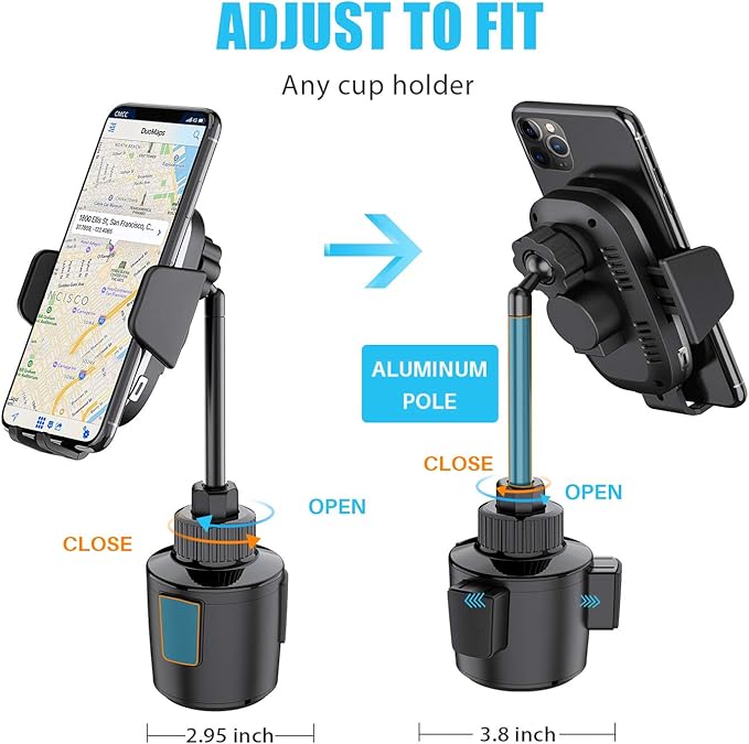 WixGear Wireless Car Charger, Auto-Clamping Fast Wireless Car Charger, Cup Phone Holder for Car, 10W Qi Fast Charging Compatible iPhone 11, Xs/MAX/XS/XR/X/8/, Samsung S10/S9/S8 Full Automatic Arms