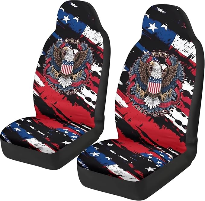 ELEQIN 250 Years America Anniversary Car Front Seat Cover, 2 Packs Car Seat Protector, Nonslip Cushion Cover for Cars, Trucks & SUVs Auto Interior Decor, 250th Independence Day Freedom