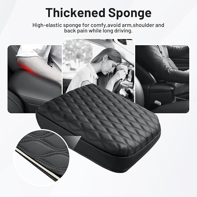 Autorder Center Console Cover for GMC Sierra/Chevy Silverado 1500 2019-2026 Accessories Armrest Cushion Cover Leather Middle Console Pad Armrest Pad Anti-Scratch(Bucket Seat Only)