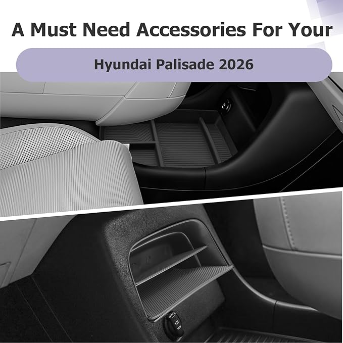 LUWU Center Console Organizer Compatible with 2026 Hyundai Palisade Calligraphy Accessories Palisade Armrest Console Organizer Under Screen Storage Tray & Lower Storage Tray 2PCS (ONLY for 7-Seat)
