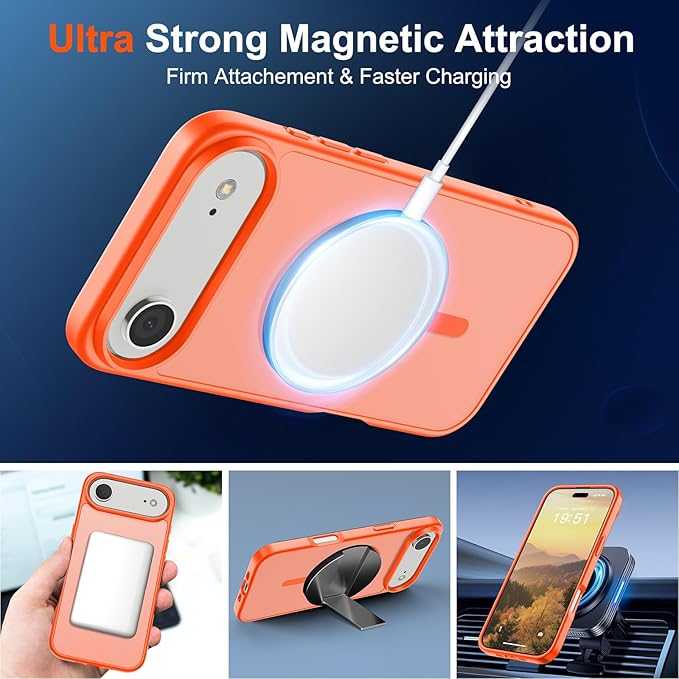 SUPFINE Magnetic for iPhone Air Case (Compatible with MagSafe)(Military Grade Drop Protection) Slim Translucent Matte Shockproof with Anti-Fingerprint Phone Cover for 17 Air,Orange