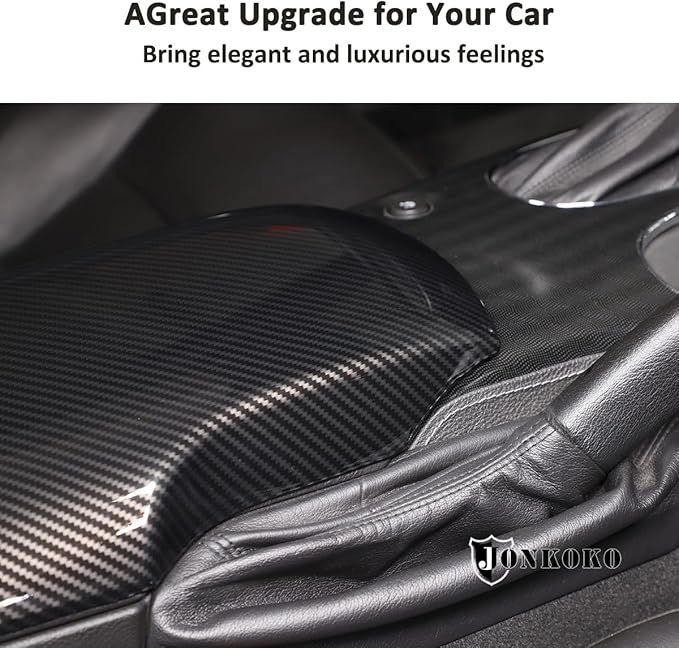 Car Center Console Pad for Chevrolet Corvette C6 2005-2013 Car Armrest Cover Leather Cushion Waterproof Auto Armrest Seat Box Protector Accessories (Leather) (ABS-Carbon Fiber)