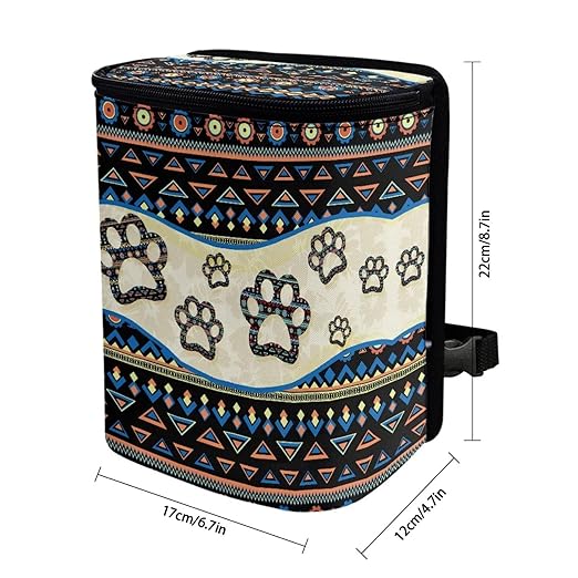 BIGCARJOB Southwest Paw Car Trash Bags Hanging Automotive Car Garbage Bin with Adjustable Straps Reusable Auto Trash Bin Garbage Bags for Front Seat Multipurpose