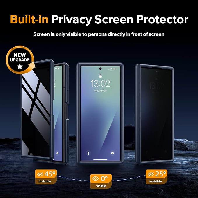 MOBOSI for Z Fold 7 Case with Rotatable Ring Stand & Privacy Screen Protector, Compatible with Magsafe, 18FT MIL-Grade Protection, Magnetic Shockproof Slim Case for Samsung Galaxy Z Fold7, Black
