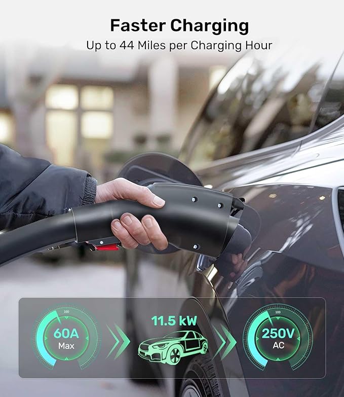Zanch Tesla to J1772 Adapter, Military-Grade Quality, 60A 250V AC for J1772/CCS1 EVs, Compatible with Tesla Level 2 Wall Connector, Mobile Connector & Destination Charging Station - Black