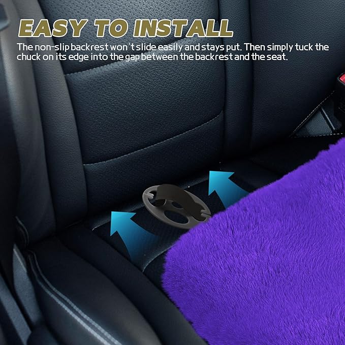 wuyaoyao Sheepskin Car Seat Cushion, Soft Comfort Fur Wool Car Seat Covers, Winter Warm Auto Front Seat Cushion Pad, Fuzzy Seat Bottom Protector Universal for Vehicle Office Chair (Purple)
