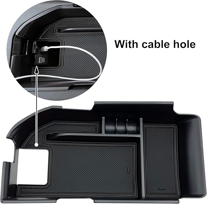 Compatible with Camry XLE or XSE 2018-2021 2022 2023 2024 & Camry LE SE 2020-2023 2024 Center Console Organizer Tray Accessories, Fit Dual USB Ports（not for 9th 2024 2025 Camry） (Black)