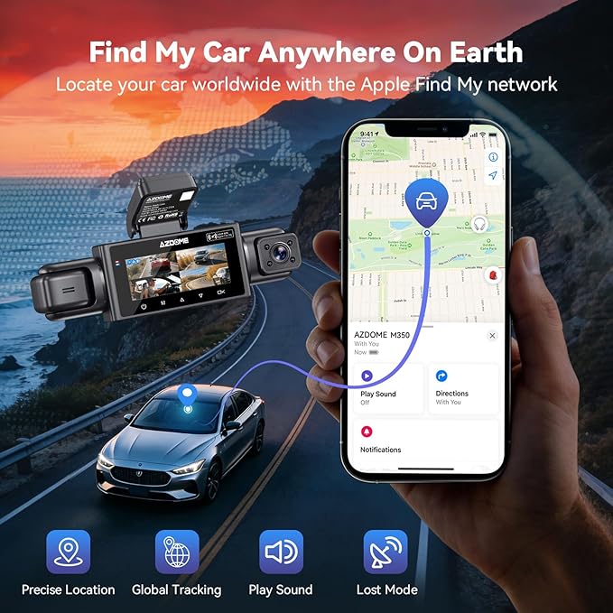 AZDOME 4 Channel Dash Cam 360°View,2K Dash Camera for Cars,Front and Rear Left Right Wireless Car Camera,Find My & APP Control,Built-in GPS 5.8G WiFi,Night Vision,24H Parking Mode,Free 64GB Card