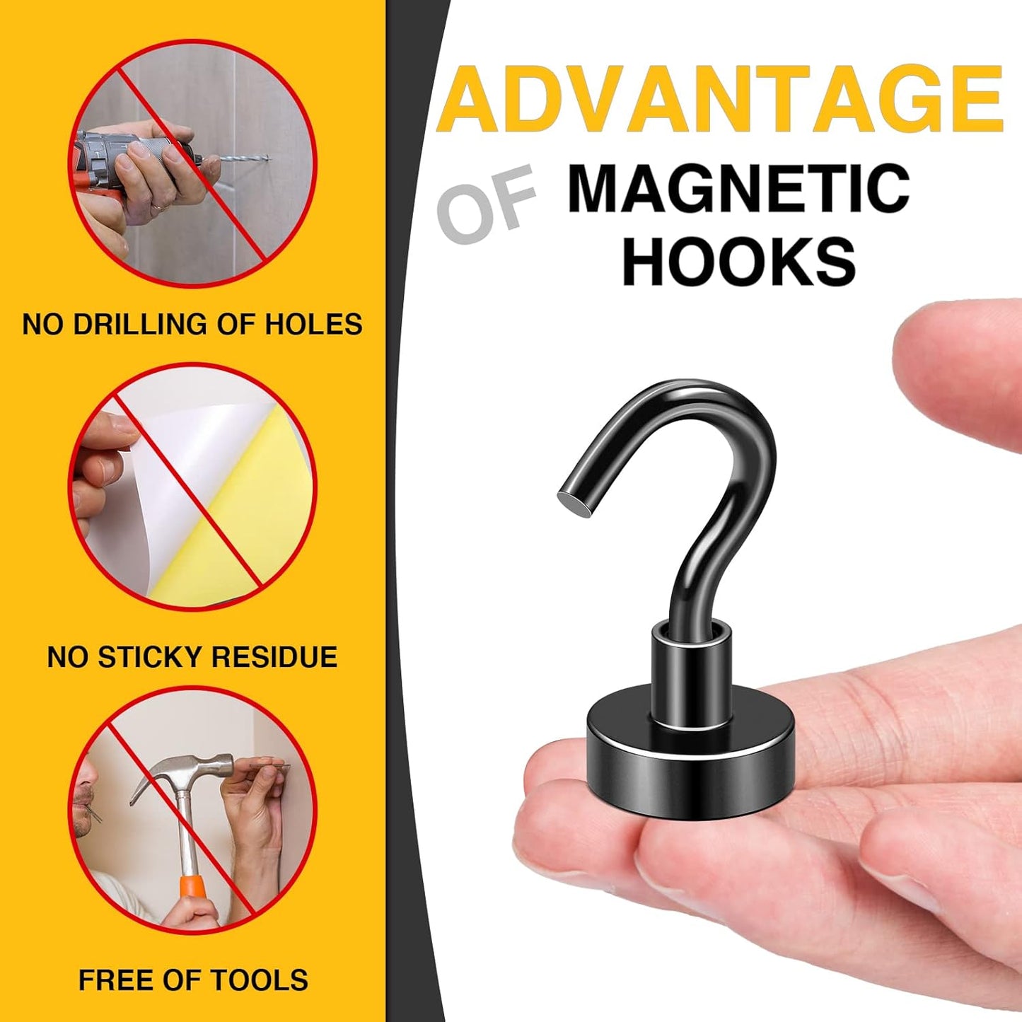 DIYMAG Magnetic Hooks, 30Lbs Strong Heavy Duty Cruise Magnet S-Hooks for Classroom, Fridge, Kitchen etc, (6 Pack-Red)