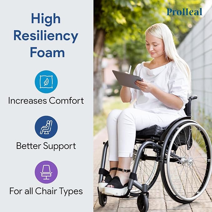 Gel Wedge Seat Cushion with Pommel, Bariatric 26" x 18" x 4" -2" - Better Posture and Hip Positioning - High Density Foam and Pressure Redistribution Gel and Back, Tailbone, and Coccyx Support