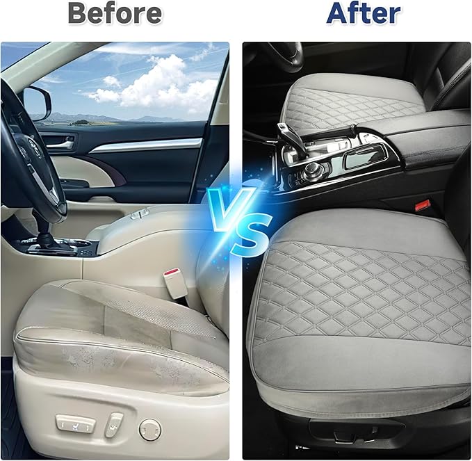 West Llama Front Car Seat Cover Protector, Comfortable Velvet Bottom Seat Cover Fits 95% of Vehicles,Cars,SUVs,Sedans,21.26 × 20.86 Inch(2PC-Gray)
