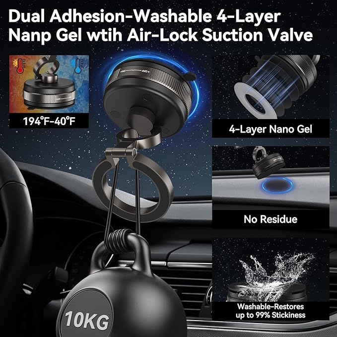 ELUTENG Suction Cup Phone Mount for Magsafe 360° Vacuum Magnetic Phone Holder for Car Metal Strut Car Mount Compatible for iPhone 17 16 15 14 13 12 & Samsung Android Magsafe Case