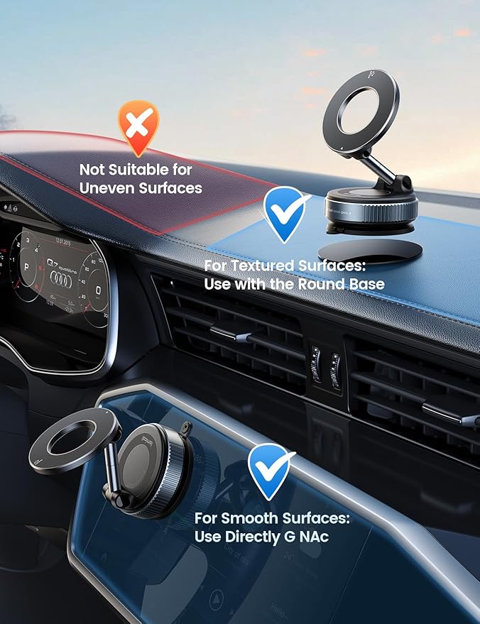 Lamicall Car Phone Holder - [70 LBS Strongest Suction] for Magsafe Car Mount, 360° Suction Cup Phone Mount Dashboard Windshield Vacuum Magnetic Phone Holder for Car fit iPhone 17/16Pro Max Mothers Day
