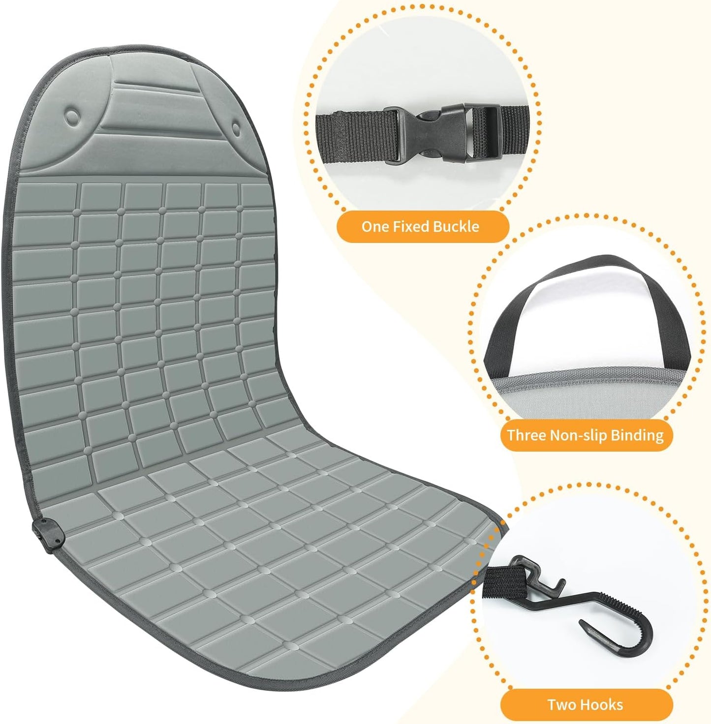 Seat Cushion for Cold Weather - Winter Soft Seat Cover with Adiustanle Buckle for Full Back and Seat (Gray)
