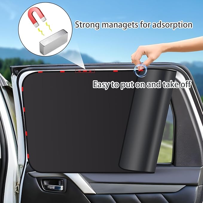 ZATOOTO Car Window Shade for Baby Car Privacy Shades Full Blackout Car Window Covers for Back Window Magnetic Side Window Shade Universal Cool Down Your Car Great for Traveling, Camping Privacy