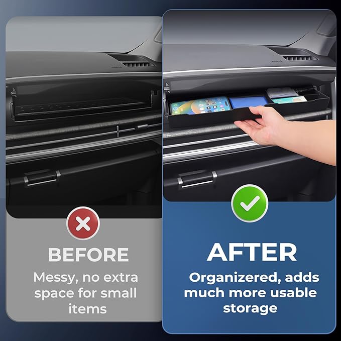 Upper Glove Box Organizer for Hyundai Santa Fe 2026 2025 2024, Interior Accessories Passenger Side Storage Drawer Box Organizer Insert Tray for 2024-2026 Santa Fe, Black