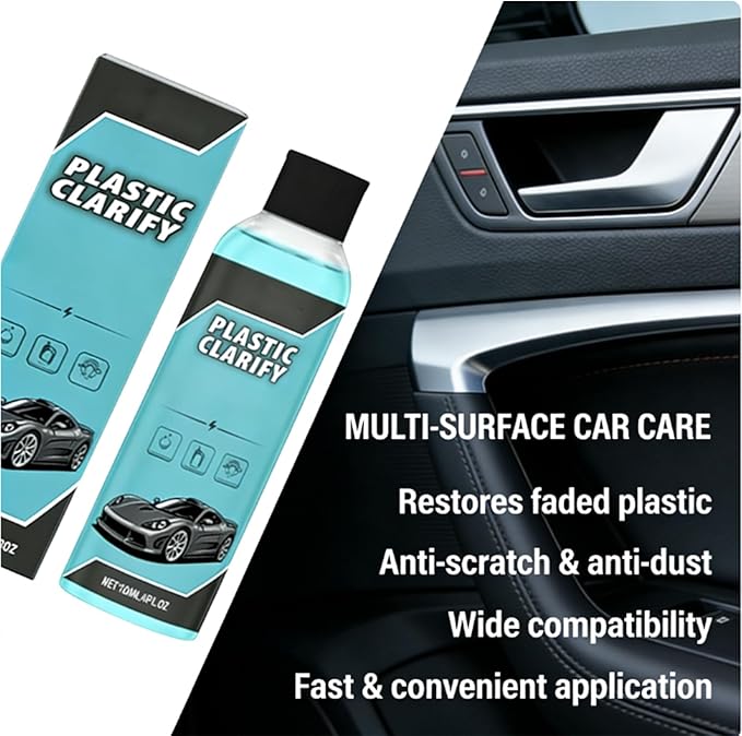 Interior Maintenance Refresher for Car, Plastic Clarify Tire Shine for Cars, 4 oz Black Plastic Car Trim Restorer Spray, Waterless Detailer for Rubber, Vinyl, and Plastic, Restores Deep Shine (3pcs)