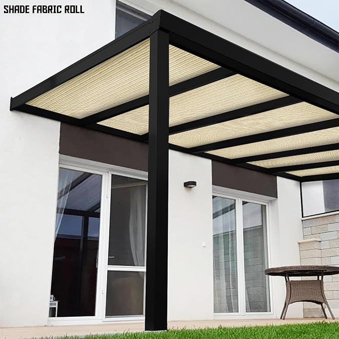 TANG Sun Shade Fabric Roll 8'x110' Shade Cloth for Garden Beige HDPE Mesh Shading Pergola Cover Replacement Canopy, 95% Blockage Sunshades for Outdoor Patio Backyard Plant