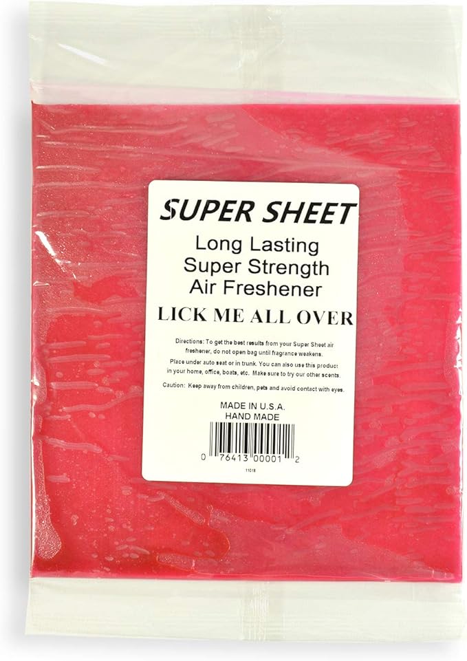 Super Sheet Large (8"x7") Under Seat Car Air Freshener, 3-PACK (Lick Me All Over)