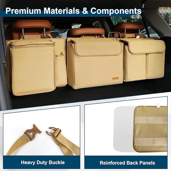 Deluxe Trunk and Backseat Organizer for Medium or large size SUVs & RVs, Detachable Storage Modules with Built-in Cooler, Patent Pending