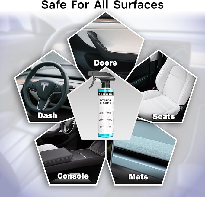 8PCS Customized Interior Cleaner kit for Tesla, Stain Remover, Safe on Vegan Leather, Tesla Cleaning kit Products for Dash/Console/Door/Interior, Cleaning Kit for Tesla Model 3/Y/S/X Accessories