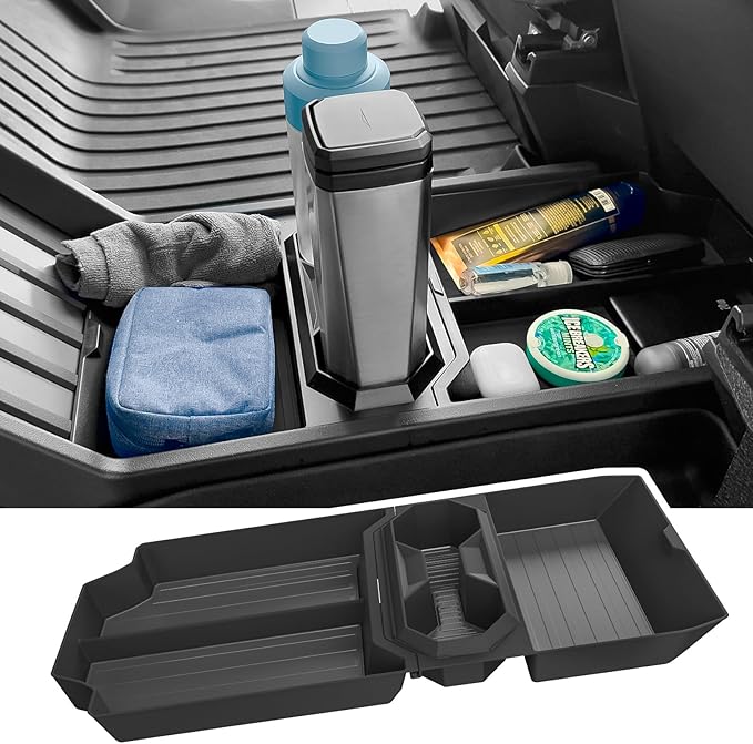 Lower Center Console Organizer for Tesla Cybertruck Accessories 2026 2025 2024, Floor Console Storage Tray Insert with Cup Holder