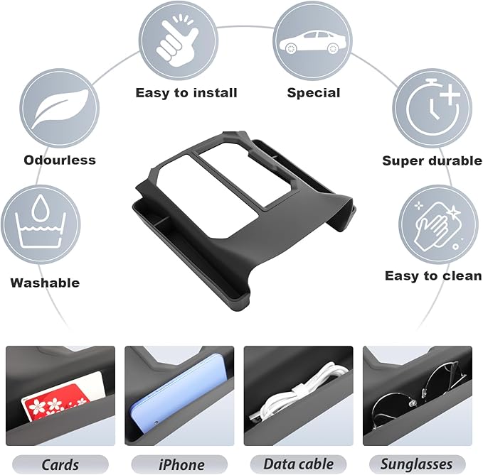 SKTU 2PCS for 2026 Toyota RAV4 Gear Shift Panel for 2026+ Toyota RAV4 (LE/SE/XLE Premium/Woodland/XSE/Limited) Wireless Charging Mat & Gear Shift Panel 2026 RAV4 Accessories Passenger Side Storage Box