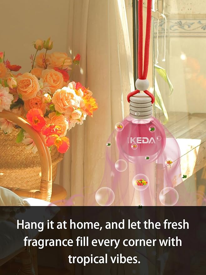 Ikeda Car Air Freshener: Hanging Car Smell Air Freshener | 10ml Hanging Car Perfume | Long Lasting Fragrance | Strong Scents Diffuser for Auto Home (Bubble gum)