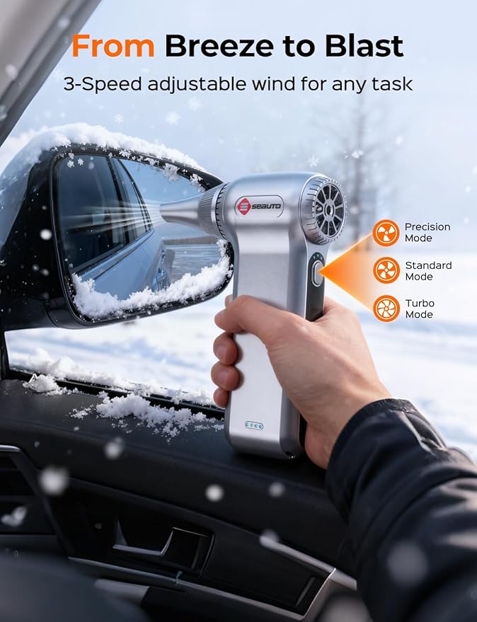 Electric Air Duster 180000RPM, Powerful Cordless Compressed Air Duster with 3-Speed Mini Air Duster Blower, Rechargeable Dust Cleaner for Computer Keyboard, PC, Car, Outdoor & Home Cleaning