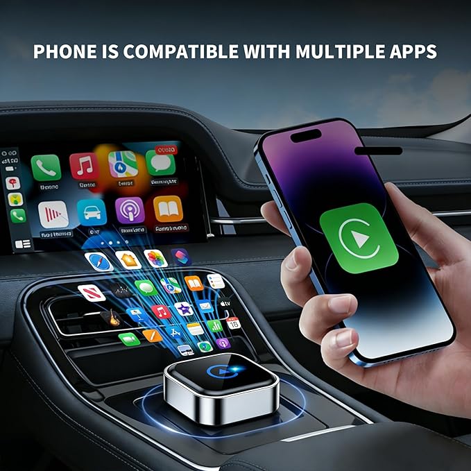 Wireless CarPlay and Android Auto Adapter, Ultra-Compact Aluminum Design with Dual-Band Technology, USB-C/USB-A Compatible for Wired CarPlay Vehicles