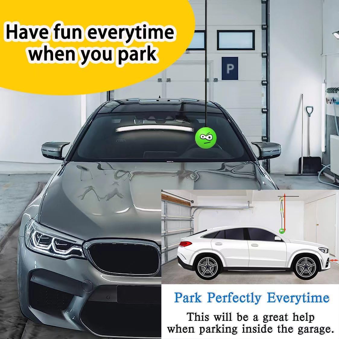 Double Garage Parking Aid-Parking Ball Guide System, Parking Assistant kit Includes a retracting Ball Sensor Assist Solution.A Perfect Garage Parking Indicator